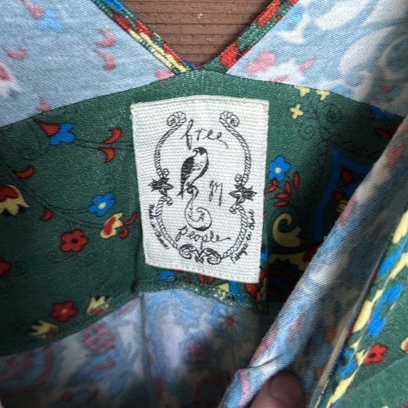 Free people Floral Green Stretch Wrap Dress size medium - Picture 4 of 4